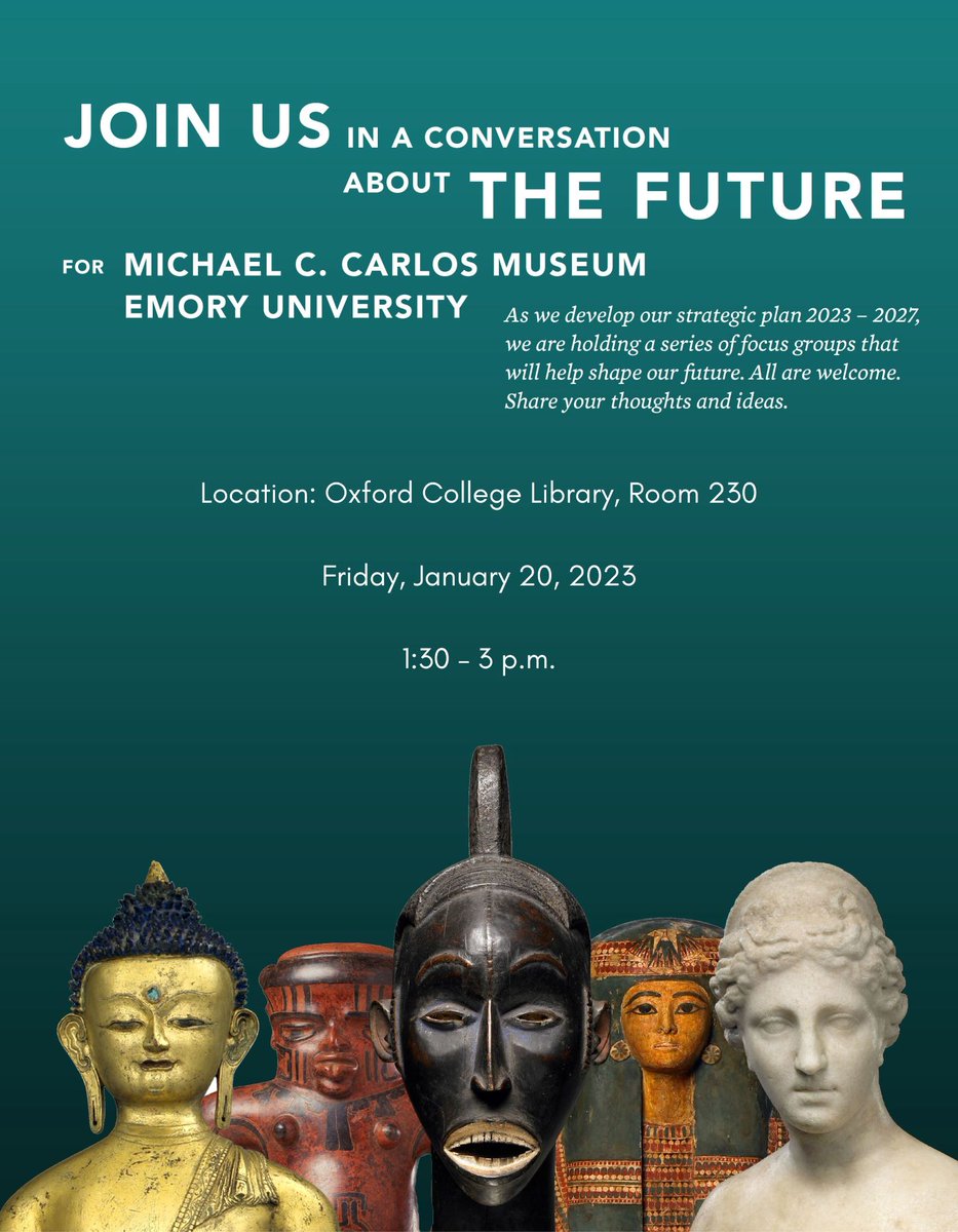 OxLibrary's tweet image. Join us this Friday, 1/20 for a conversation about the future of the Michael C. Carlos Museum! Snacks will be provided.