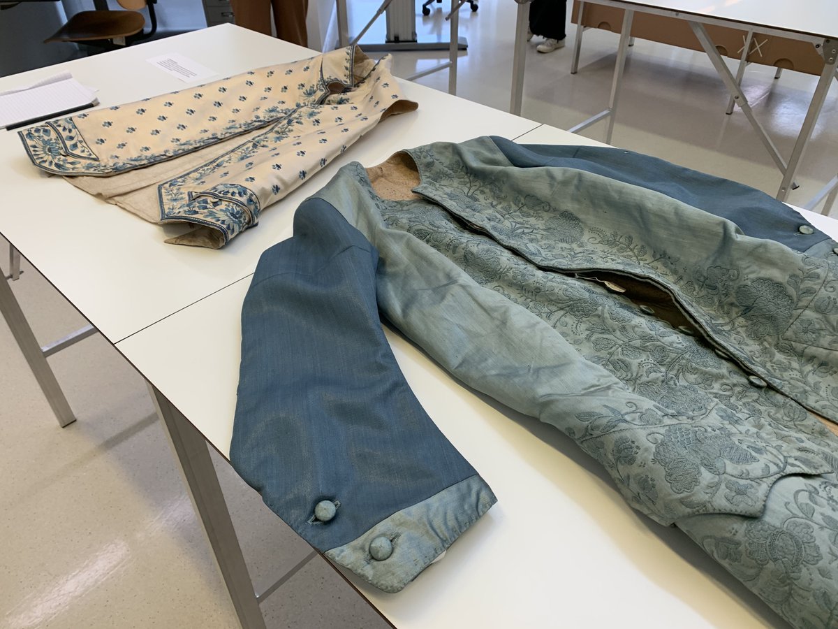 MonaLunaSimone's tweet photo. Spamming all my social media with the fact that I TOUCHED historical 18th century garments from the @rijksmuseum today. As someone who’s been obsessed with the 18th c for over a decade this is a dream come true. The embroidery on these waistcoats is simply mind blowing. https://t.co/r9lzqWLQmS