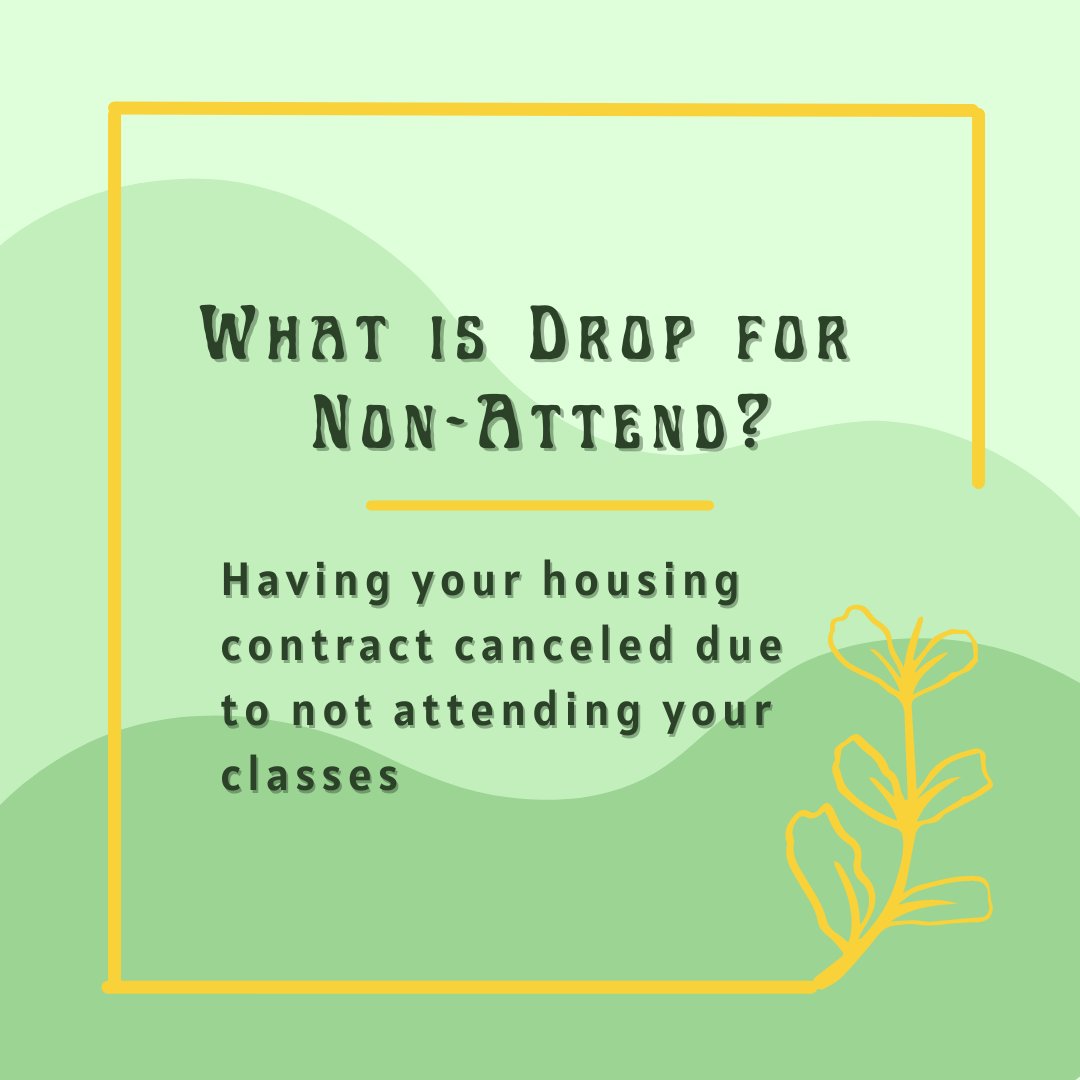 So basically, not attending your classes can impact a LOT of things. It is important that you are going to class and completing class work. Not doing that poses a threat to your academic success, as well as putting you at risk to be DROPPED from your housing contract!!