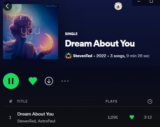 StevenTedOff's tweet image. Dream About You hit 1k less than 3 weeks on Spotify! Let's gooo 🎉