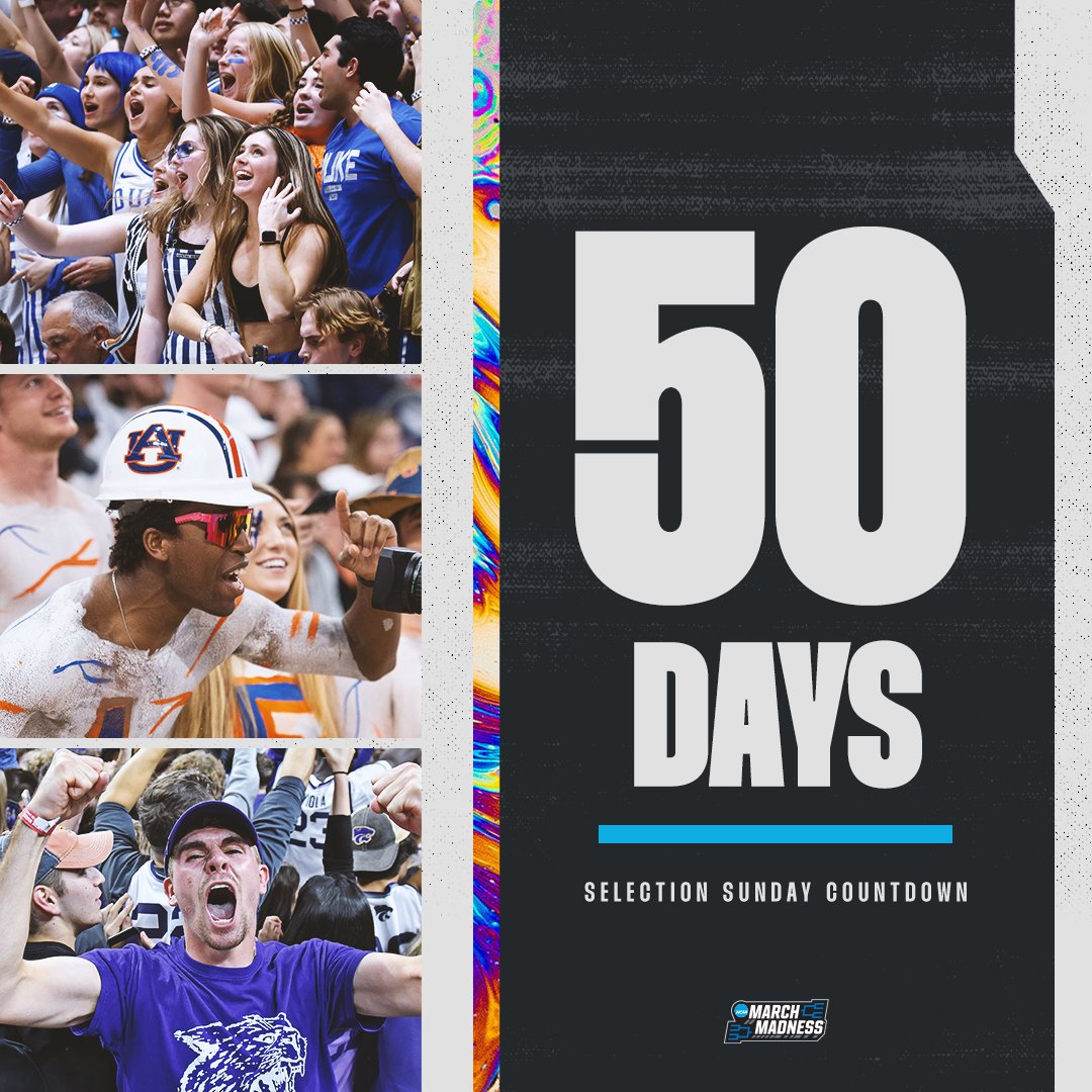 NCAA March Madness on X: “5️⃣0️⃣ Days until Selection Sunday