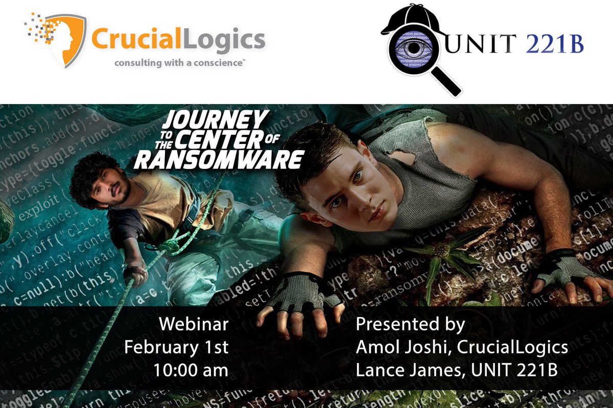 Register For Our Free Webinar:  Journey to the Centre of Ransomware.  We have a special guest!  Learn more and register here hubs.ly/Q01yx4Sc0