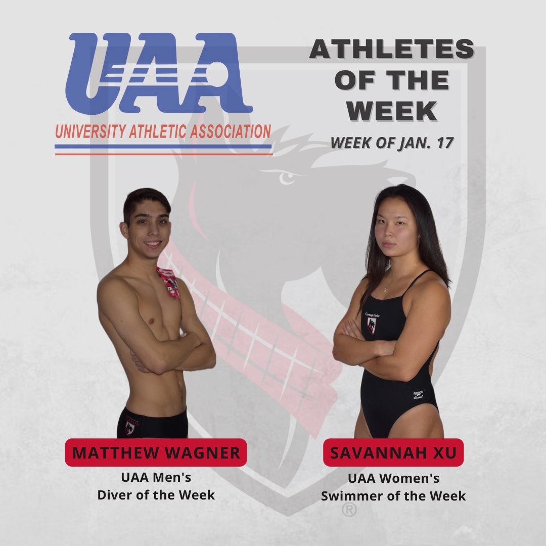 And in other news, Savannah Xu (3rd time this season) and Matthew Wagner (1st time) were each named @NewsUAA Athletes of the Week for their respective sports. Way to go Matt and Savannah!