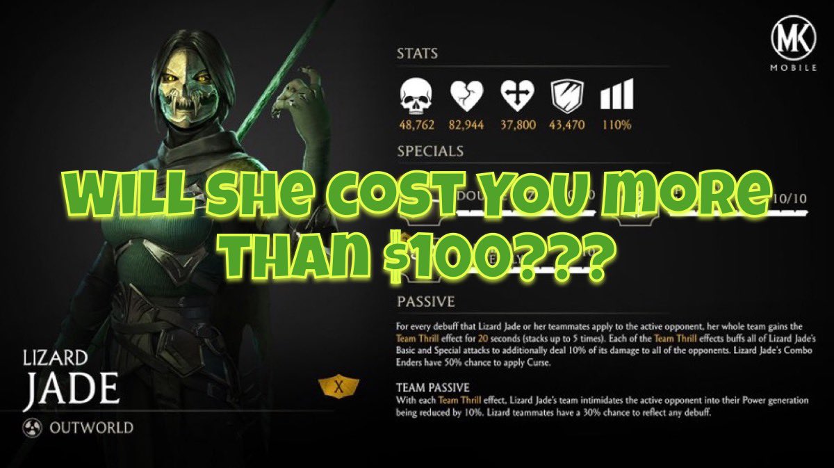 ManWithNoGame45's tweet photo. @MKMobileGame Dismantle your bank account with #LizardJade by applying your credit card to activate packs that don’t contain what you’re paying for 80% of the time! This increases how much you spend and chance that you’ll be cursed to shell out more than $100 for just one copy. #MKMobile https://t.co/0Y1wRduCr3