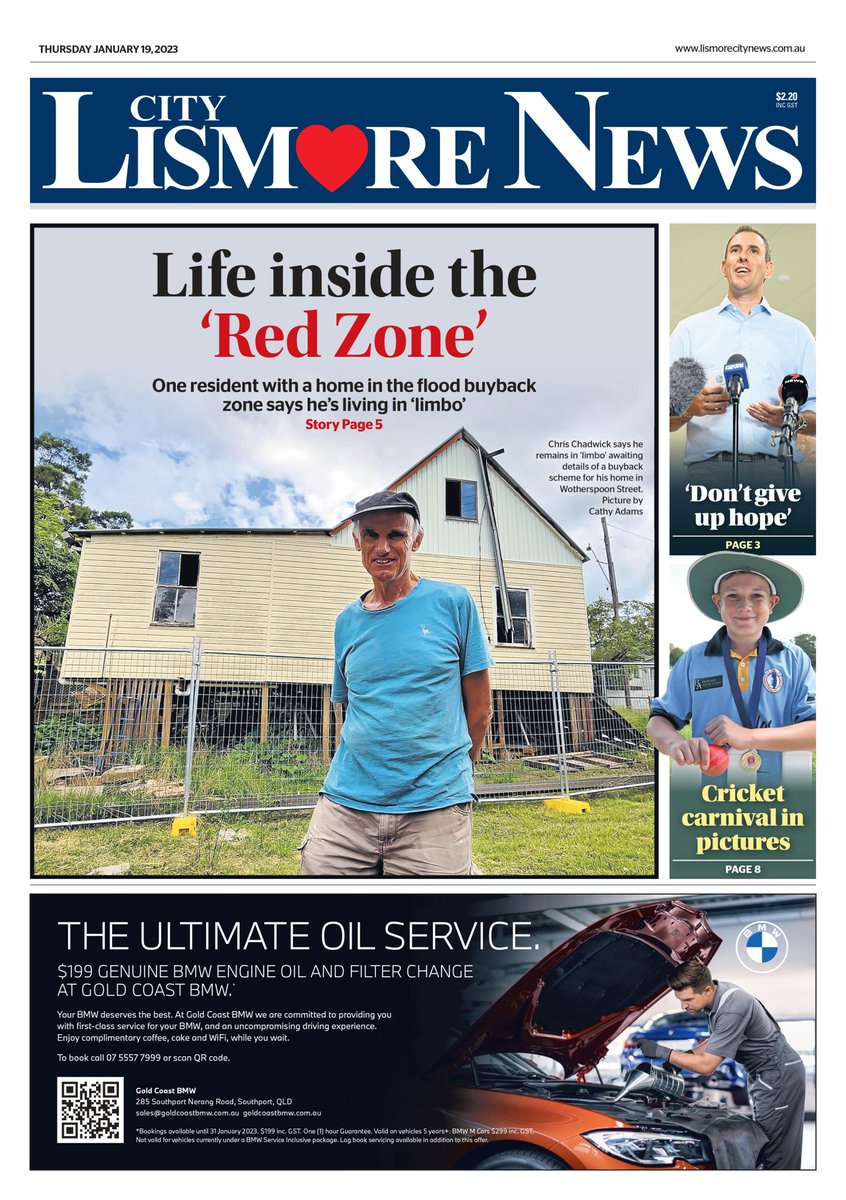 In today's edition of Lismore City News:
* We talk to a resident about life in the 'Red Zone'
* Treasurer Jim Chalmers promises not to abandon Lismore
* Cricket carnival action pictures
Or follow online at lismorecitynews.com.au