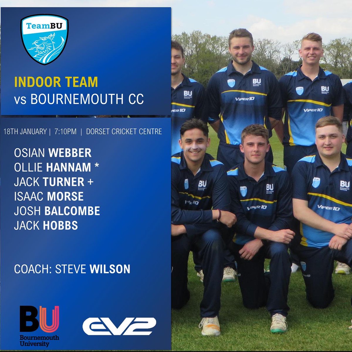 teambucc's tweet photo. TEAM NEWS | We face Bournemouth CC this evening in the Dorset Indoor league Division 1. Ollie Hannam returns to skipper the side with Jack Turner behind the sticks. Lastly there is an indoor debut for bowler Isaac Morse. Let’s hope the boys can continue their winning run. https://t.co/OR1tfUKizS