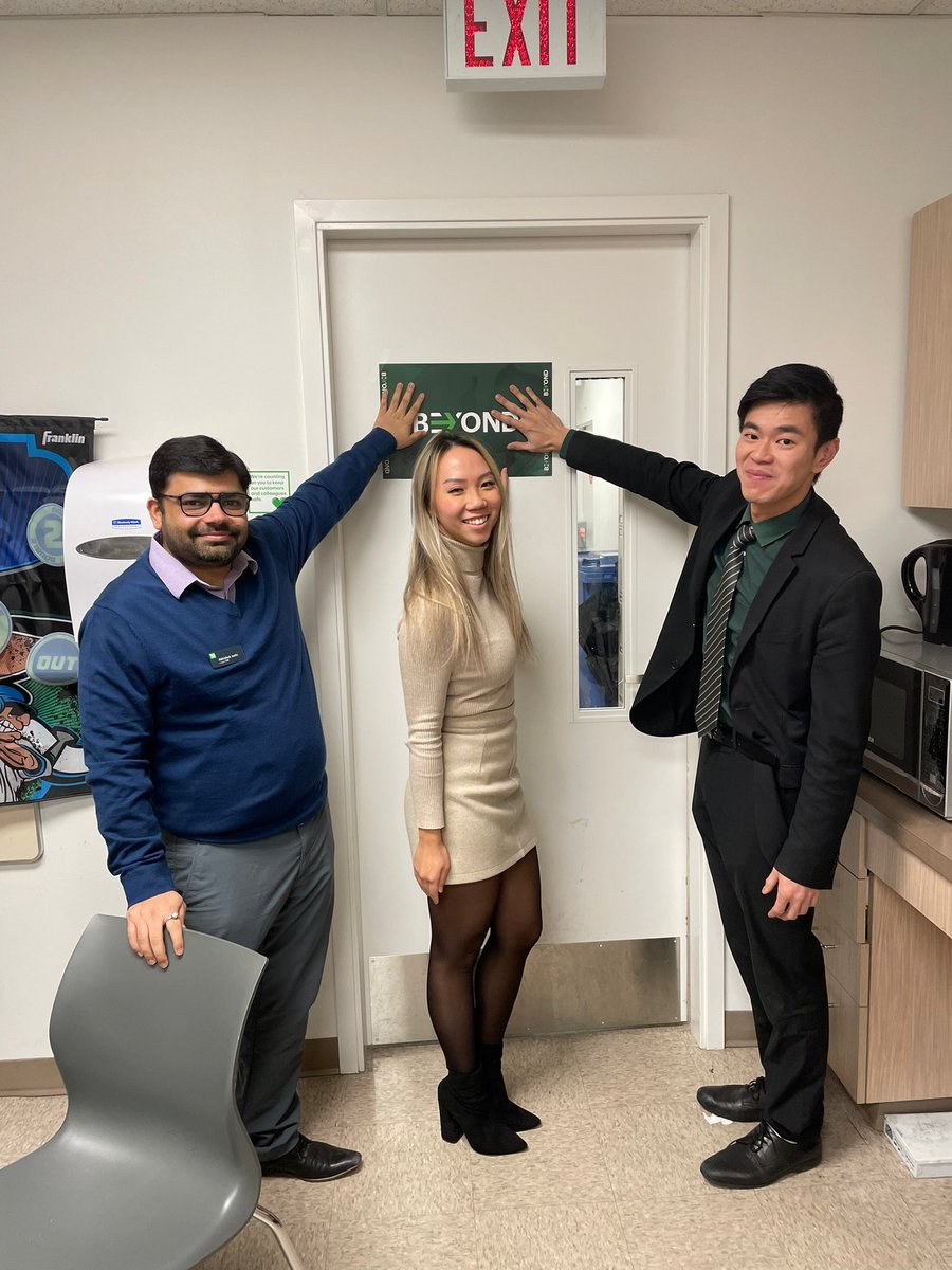 Last week we celebrated three of our colleagues TD anniversaries by hitting the BEYOND sign together!! It’s Abhishek’s forth year, Carly and Tim’s sixth year with TD. #beyond #br91 <a href="/steventsangaris/">Steven Tsangaris</a> <a href="/zacharylordTD/">Zachary Lord</a> <a href="/JonNg318/">Jonathan Ng</a> <a href="/juliearmour_td/">Julie Armour</a>