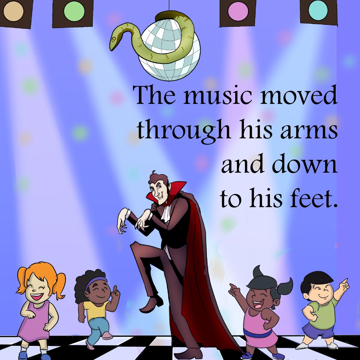 Not long now, 4 illustrated pages from my revamped children's book "The Vampire's Missing Cape"