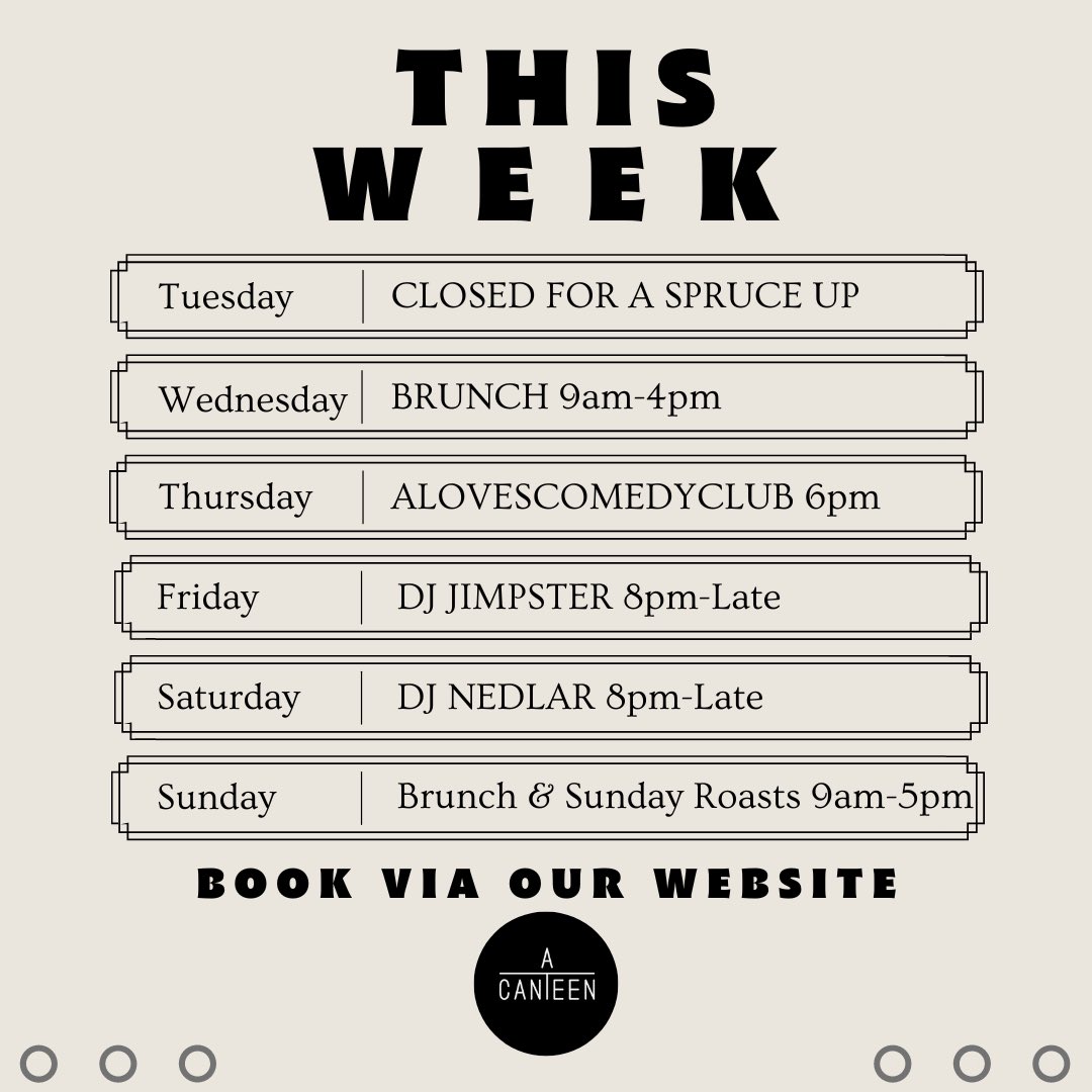 Hope your week is going well so far! Whether you’re on the dry Jan wagon or have already fallen off spectacularly, we have plenty to keep you entertained this week. 

Kicking things off tomorrow ALOVES COMEDY will be celebrating 5 years. Congratulations Paul, Helena &amp; Conrad!