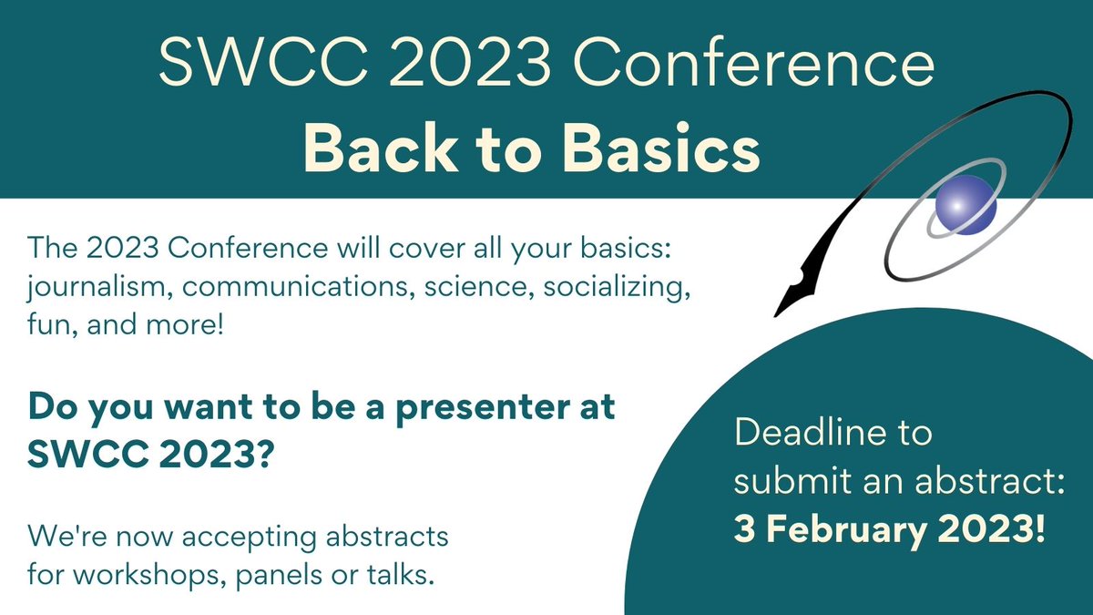 SWC_Can's tweet image. 🚨We're thrilled to announce the SWCC Conference is back in person, and the Call for Abstracts is now open!

 #SWCC2023 is about getting on a plane or train again, catching up with old friends, &amp;amp; remembering what it's like to be a part of real life events.
sciencewriters.ca/conference/