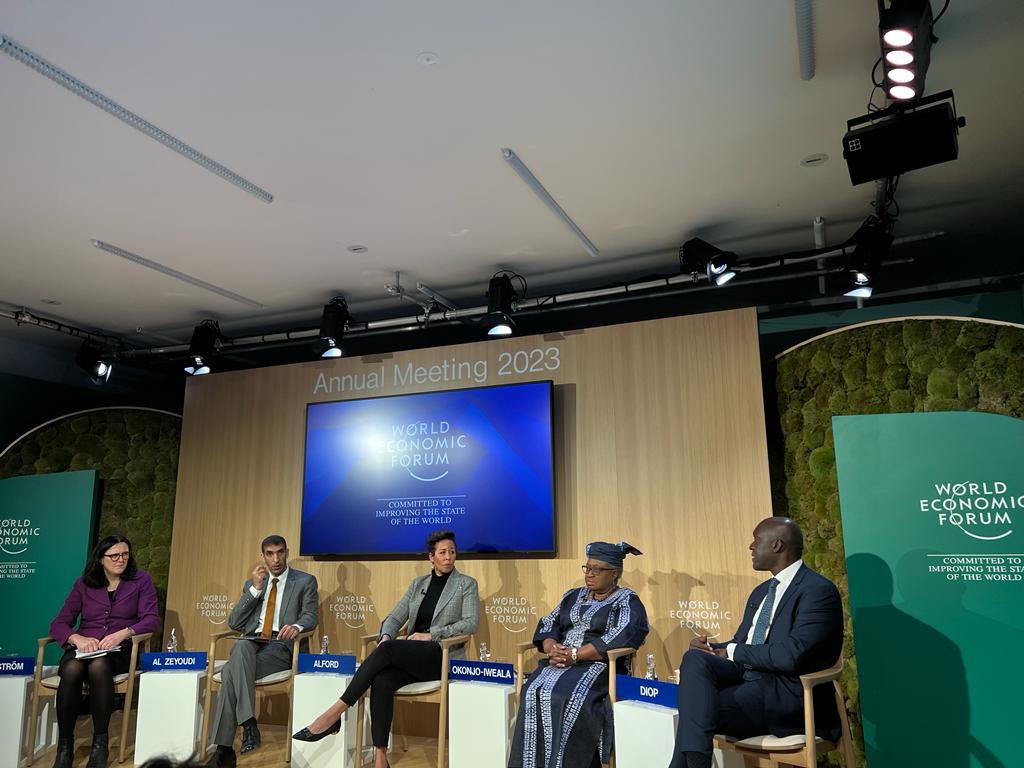 NOIweala's tweet photo. Greater access of digital tools and innovative financing will help #MSMEs and women, and facilitate inclusion via trade. Great panel at #wef23 on Tradetech and Fintech with @MalmstromEU @ThaniAlZeyoudi @Diop_IFC and @PayPal's Peggy Alford. Watch: 
https://t.co/yZPYrpRX4D https://t.co/fD9bx3TNE5