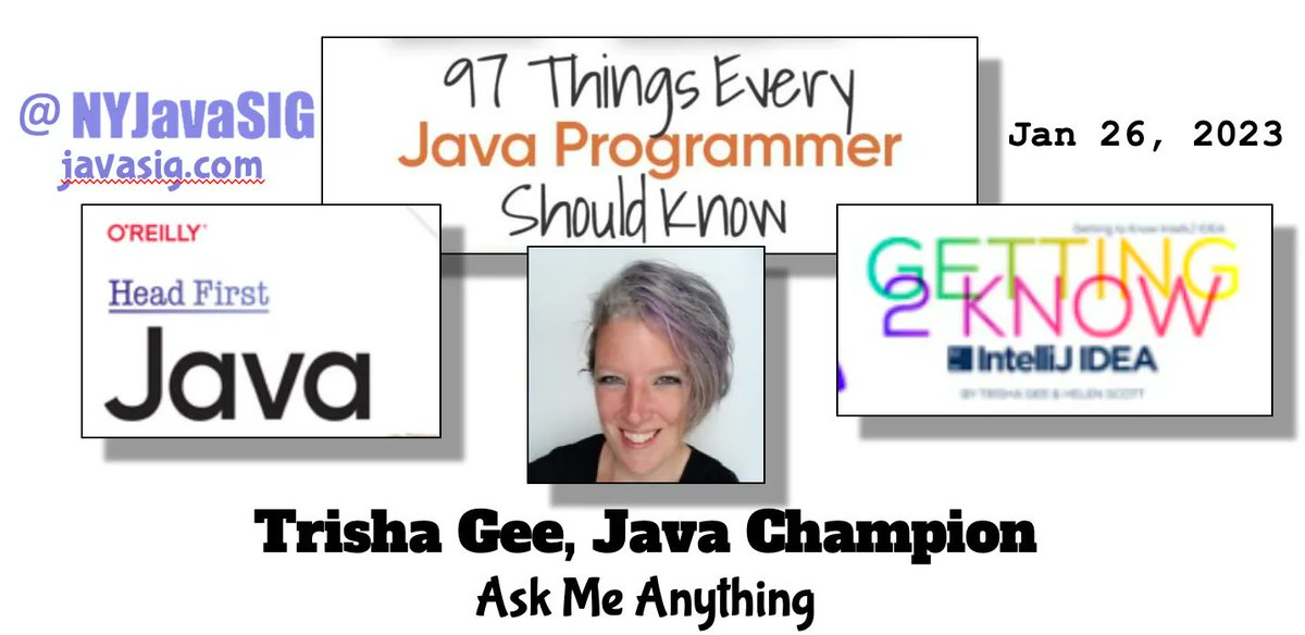 frankgreco's tweet image. Special guest @trisha_gee  in person at the #NYJavaSIG Thurs Jan 26!  Register: buff.ly/3klfphh and submit your questions.   Thanks to #microsoft and #azulsystems for hosting/pizza! #java #javasig