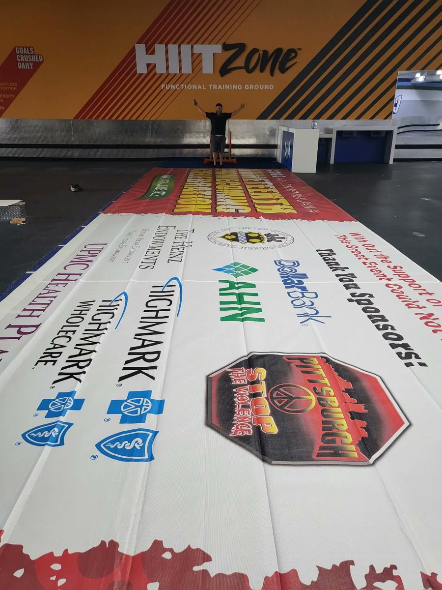 fastsigns207's tweet photo. Yes! We print banners bigger than our tables, no problem. This banner could be read from hundreds of feet away... have a big event ? Let us know! #juneteenth #concert #stagebanners #sponsors #fastsignsdidit #fastsigns207 #creation #signs #vinyl #graphics #customerappreciation https://t.co/MzzeKZvQDu
