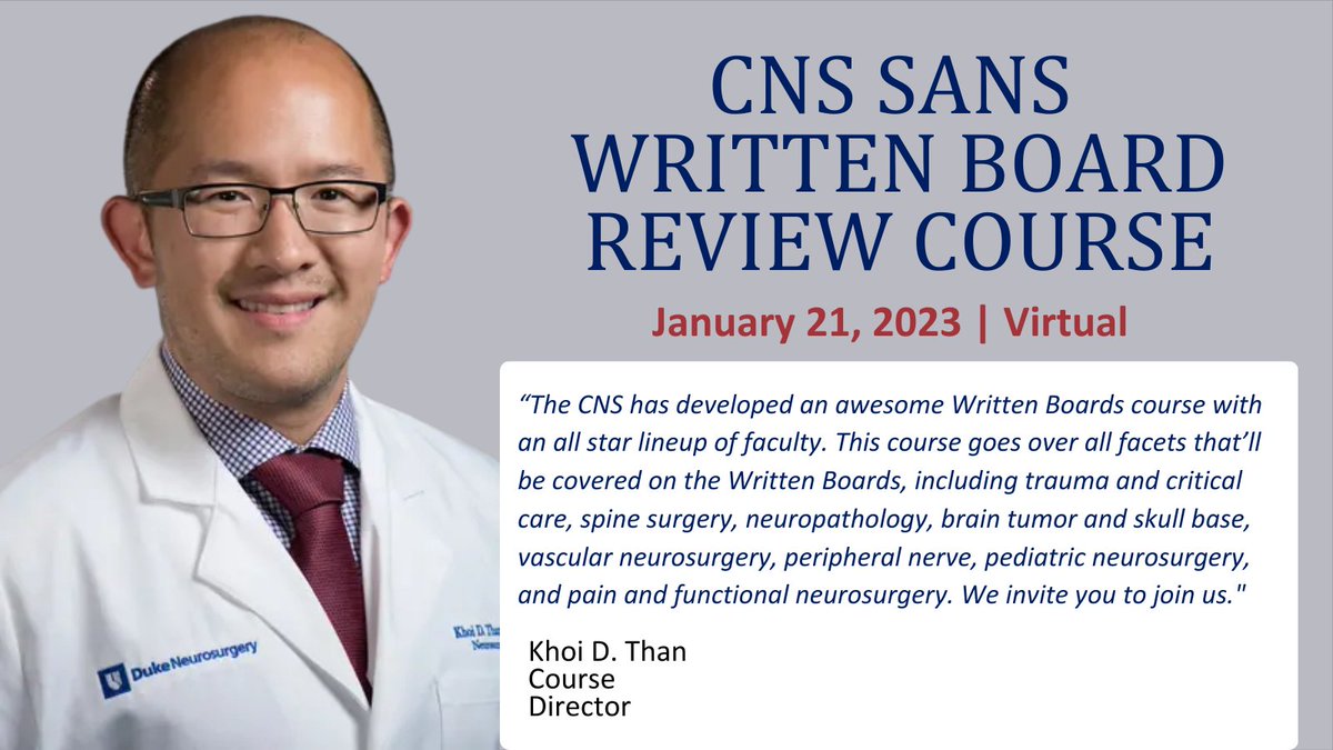 CNS_Update's tweet photo. The virtual CNS SANS Written Board Review Course gives you the opportunity to take the Written Board exam with confidence without spending time away from home! Start your review with directors @KhoiThanMD and Russel Lonser: https://t.co/o4ZTAsA9M3

#CNSCourse #writtenboard https://t.co/bZxYTZ0fx9