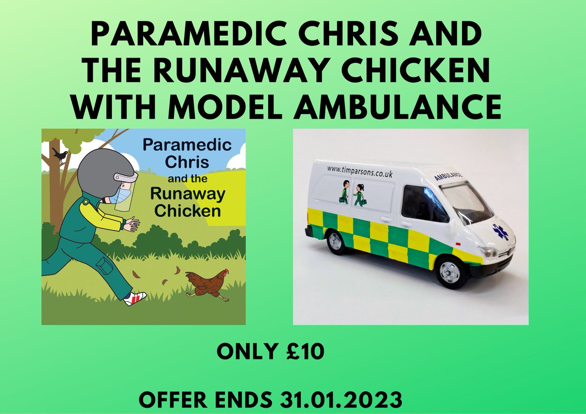 Purchase a toy Paramedic Chris ambulance and Book Episode 4 - The Runaway Chicken together. timparsons.co.uk/store/
#kidslit #ChildrensBooks #chicken #community #communitypower #books #paramedics