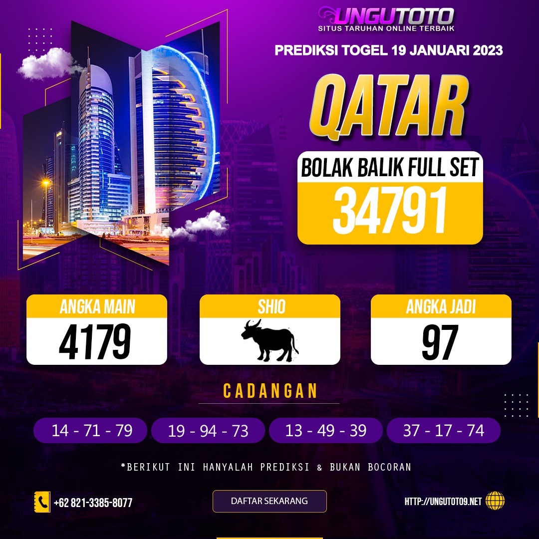 UNGUTOTO2's tweet photo. PREDIKSI QATAR 19 JANUARI 2023 UNGUTOTO

#prediksiungutoto #togelonline #4D #togel #togelhongkong #prediksitogel #togelsingapore #togelsydney #bandartogel #togelterpercaya #agentogel #togelsgp #togeljitu #togelindonesia #prediksisgp #prediksihk #bocorantogel #prediksisydney https://t.co/QRt7qZX2Vz