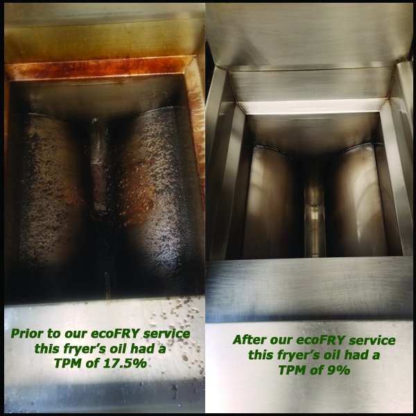 EcoFry's tweet photo. A fryer that ecoFRY serviced last night: 
This oil was tested prior to our service and had a TPM of 17.5%, after the ecoFRY service we reduced the TPM to 9%.  This oil would have dumped in the morning without our service.  https://t.co/T3cUHAun9z 
#Restaurants #pubs #kitchens https://t.co/1hbYicT6rY