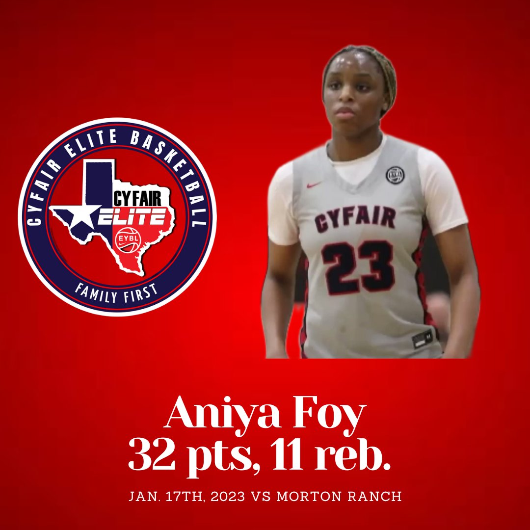 CyFair Elite Sports (@cfelitesports) on Twitter photo Big time game last night for OUR girl 2025 Aniya Foy <a href="/Foy2025/">Aniyá Foy</a> of Cinco Ranch HS. Aniya finished with 32 pts, 11 rebounds in the 73-23 win for CRHS in front of a couple Power 5 schools!! <a href="/NikeGirlsEYBL/">Nike Girls EYBL</a> <a href="/TDNike/">Tony Dorado</a> @JillNoe #CyFairElite #CyFairFamily Big time game last night for OUR girl 2025 Aniya Foy <a href="/Foy2025/">Aniyá Foy</a> of Cinco Ranch HS. Aniya finished with 32 pts, 11 rebounds in the 73-23 win for CRHS in front of a couple Power 5 schools!! <a href="/NikeGirlsEYBL/">Nike Girls EYBL</a> <a href="/TDNike/">Tony Dorado</a> @JillNoe #CyFairElite #CyFairFamily