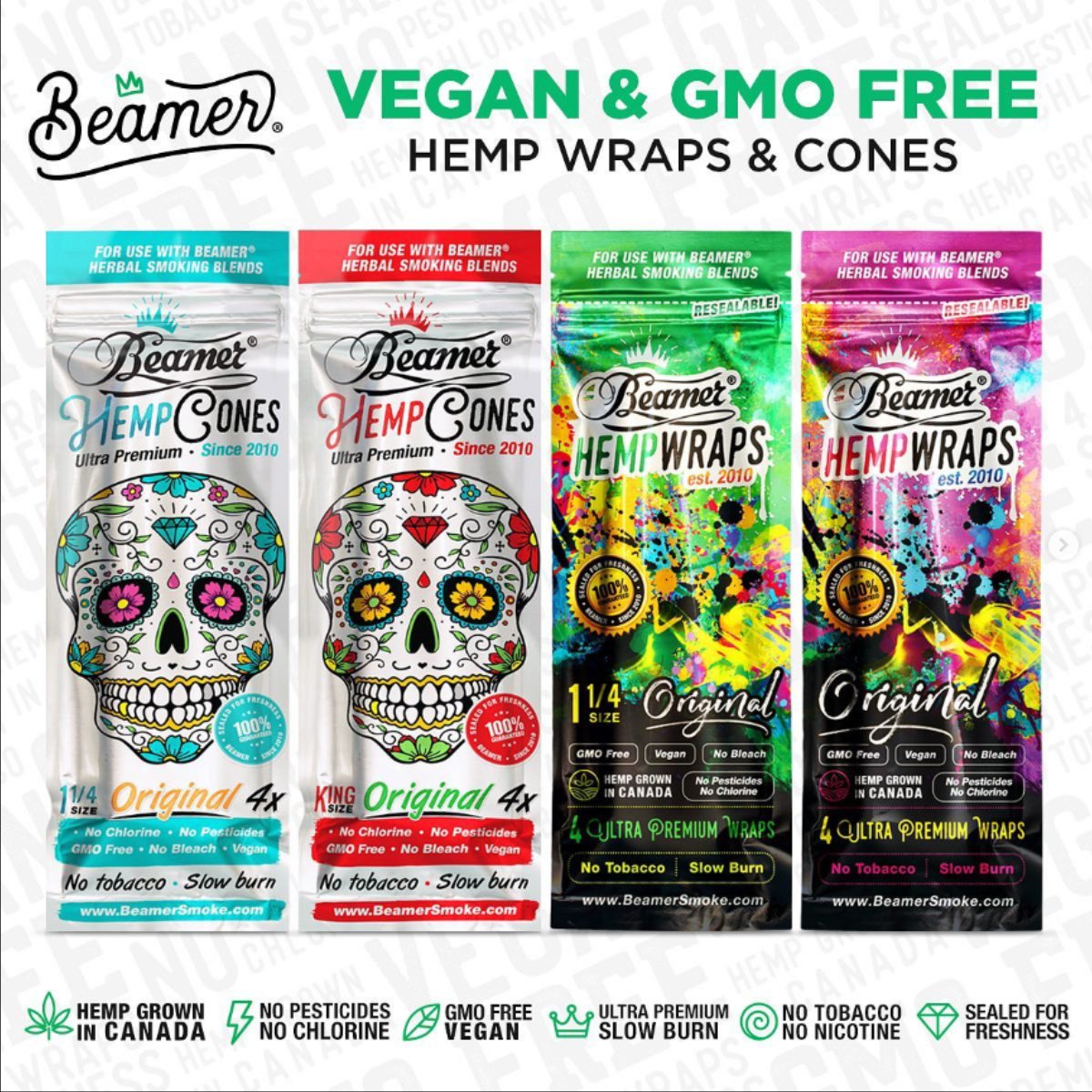 SmokeHouseDist's tweet image. Beamer Hemp Wraps &amp;amp; Cones are back in stock today! Get your vegan, non-GMO, Canadian Hemp Wraps &amp;amp; Cones now! 
 #retail #wholesale #distributor #wraps #smokehouse #distribution
