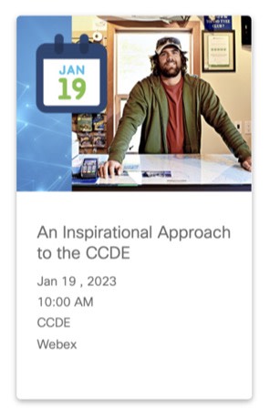 zig_zsiga's tweet image. Just one more day left to register for our dedicated #CCDE webinar!

Join Martin Duggan, Mark Holm, and I as we discuss the CCDE, our books, and our journeys.

Come hang out with us, and have some fun!

mkto.cisco.com/ccde-live-webi… #NetworkDesign