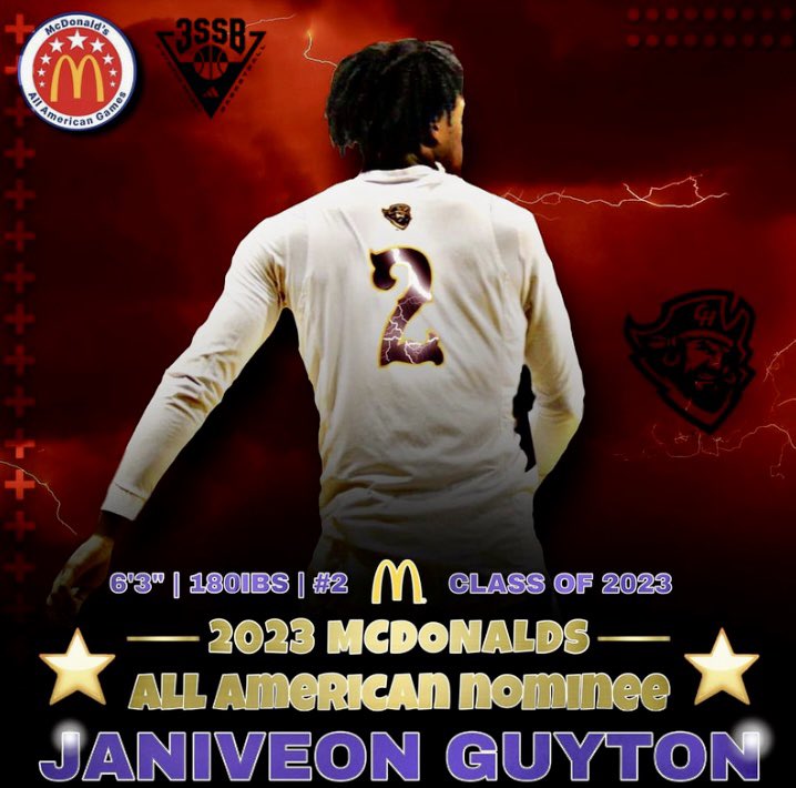 Garner Road Basketball Club HS - National/3SSB (@groadbballhs) on Twitter photo Congratulations are due to 6’3 2023 CG <a href="/jbo2official/">janiveon guyton</a> out of Corinth Holders HS on being selected as a nominee for the <a href="/McDonalds/">McDonald's</a> All-American Game, Jbo is currently averaging 18.7 ppg, 9.2 rebs for the Pirates‼️ Congratulations are due to 6’3 2023 CG <a href="/jbo2official/">janiveon guyton</a> out of Corinth Holders HS on being selected as a nominee for the <a href="/McDonalds/">McDonald's</a> All-American Game, Jbo is currently averaging 18.7 ppg, 9.2 rebs for the Pirates‼️