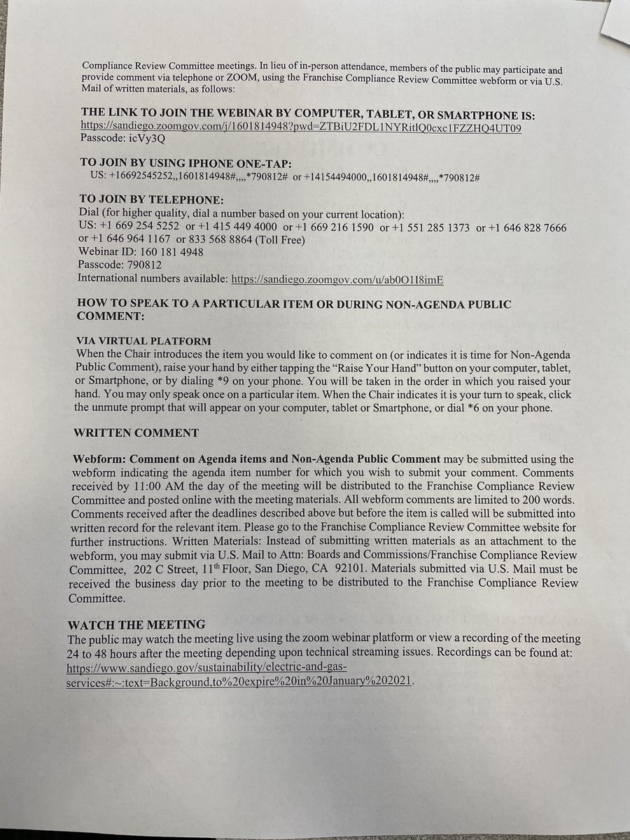 LoriSaldanaSD's tweet photo. Today in #BrownAct violations: The first “public” meeting of the #SDGE franchise Compliance Review Committee is in a city storage room.
Access requires calling from hallway asking to get in. This instruction was not included in the agenda
Zoom
https://t.co/EjcXGpr3gk
1/ https://t.co/Ms14UByJKp