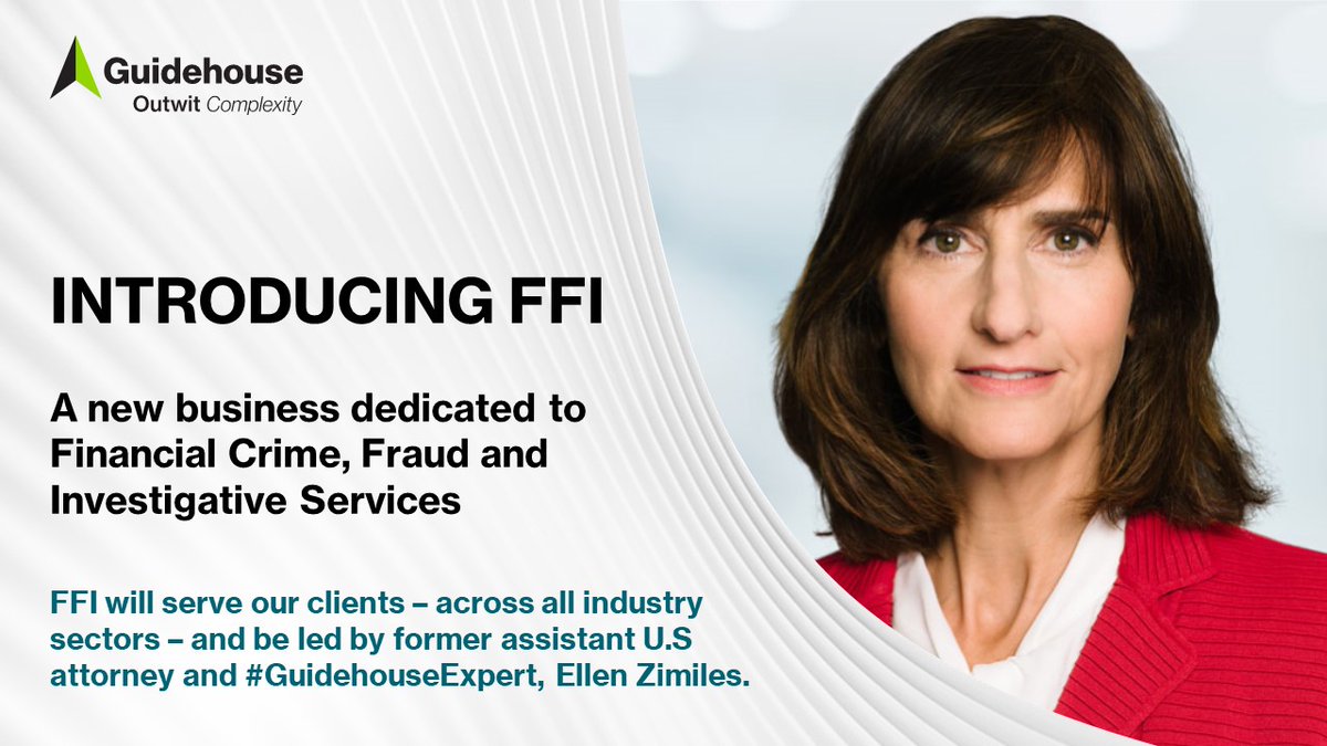 Guidehouse expands its financial crime, fraud and investigative reach by launching FFI. 

FFI will serve all clients – across all industries – and will be led by former assistant U.S. attorney and GuidehouseExpert, Ellen Zimiles lnkd.in/eVAzCQ7K