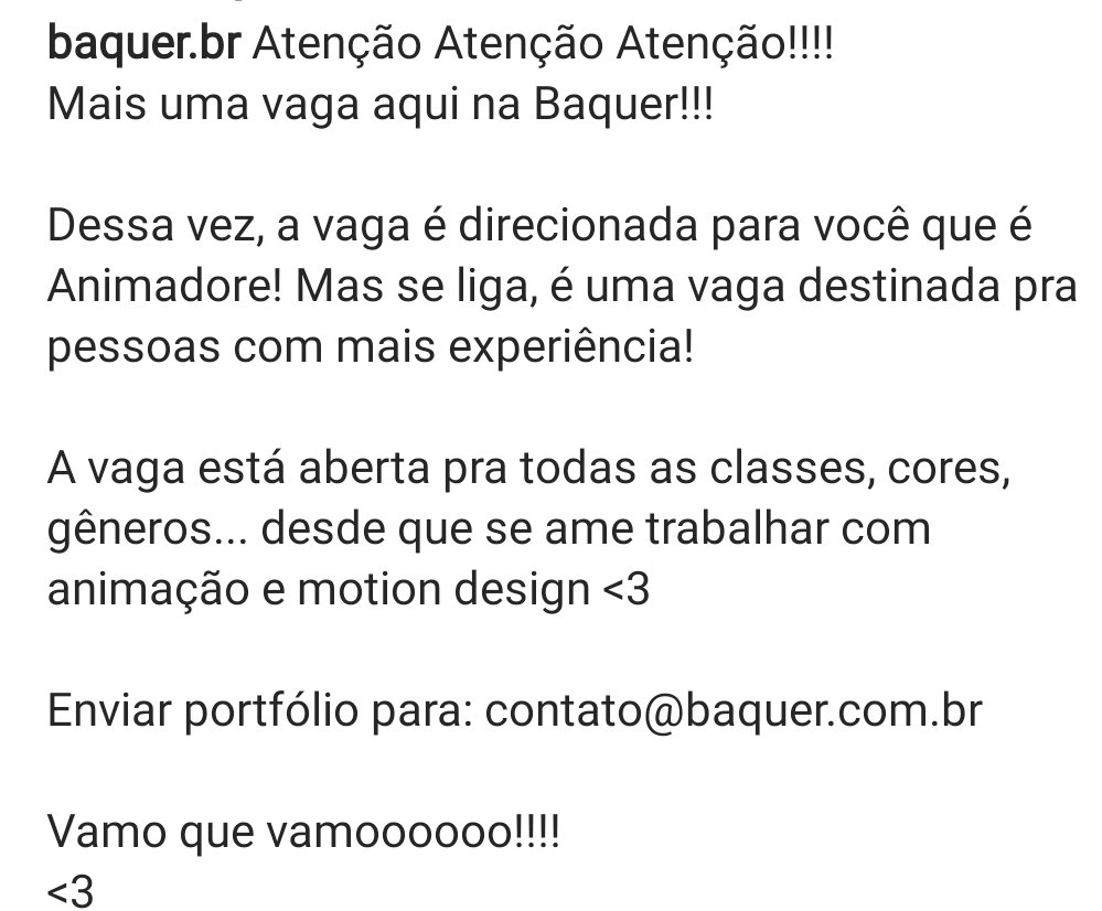 claricabrall's tweet photo. O lugar onde eu trabalho tá procurando animador senior pra motion design :) https://t.co/LOLOBDSHe1