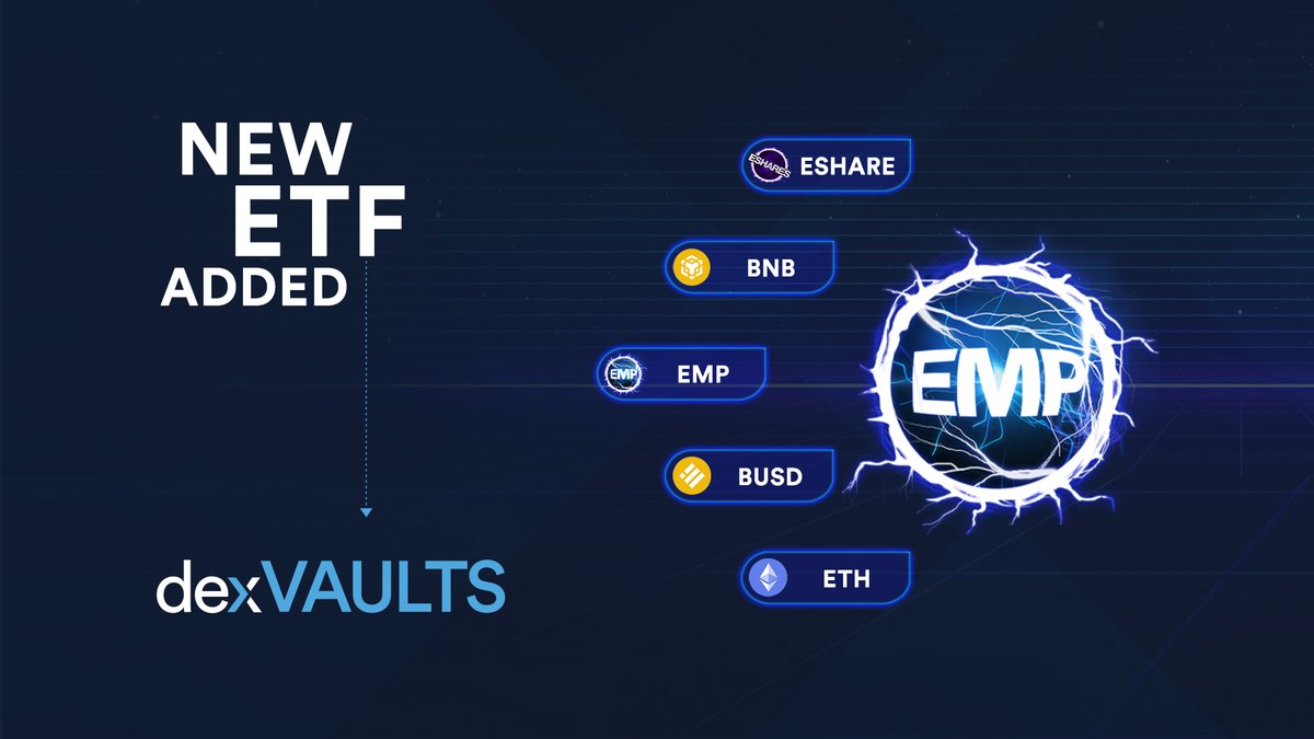 dexVAULTS PARTNERSHIP WITH EMP!

You can now create custom VAULTS with the newly released  <a href="/EmpMoneyBSC/">Tashawna Sheenah</a> ETF!

EMP ETF
dexetf.com/0x653aC7b6882e…

Check out all of the EMP sponsored vaults below (including a joint sponsored EMP/USDEX VAULT):
dexvaults.com/?tagType=emp