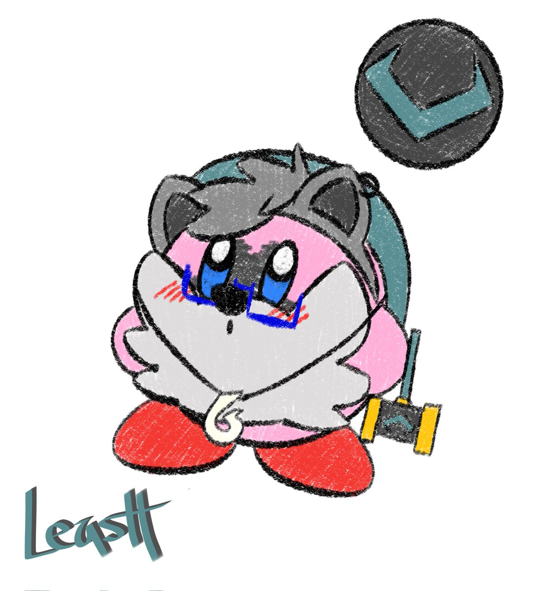 Lil Kirby fanart if he inhales my oc Leash
#kirby #Nintendo #fanart #Leash #oc #hallaboratory #wolf #gray #pink #art #digitalart