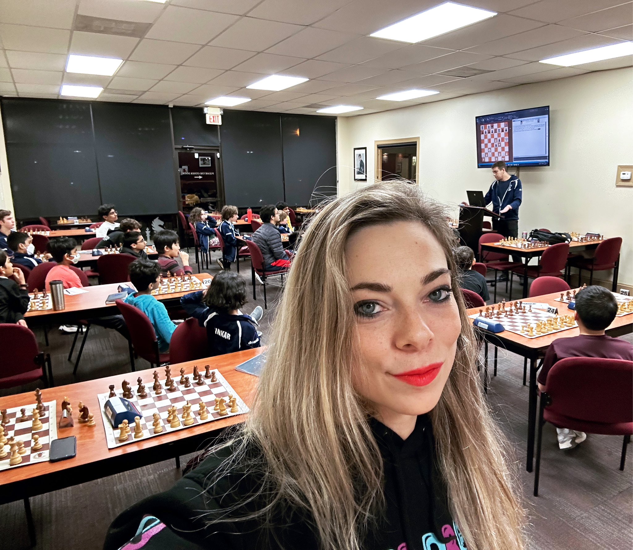 Dina Belenkaya on X: Plot twist: the actual reason I came to Charlotte was  to join @GmNaroditsky elite team chess class  / X