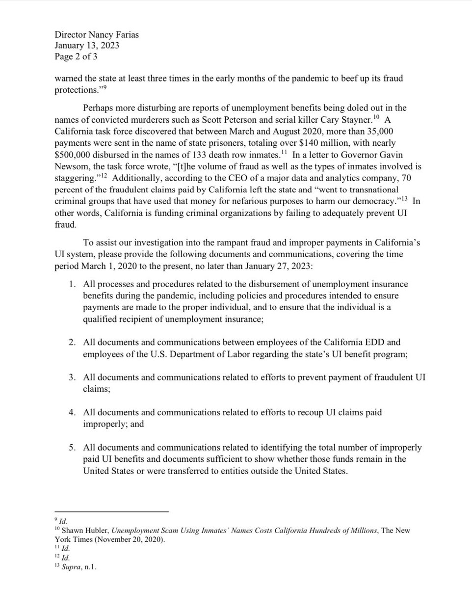 KevinKileyCA's tweet photo. Congress is investigating the record-setting $30 billion in unemployment fraud allowed by Gavin Newsom. https://t.co/33BR9qSs8D