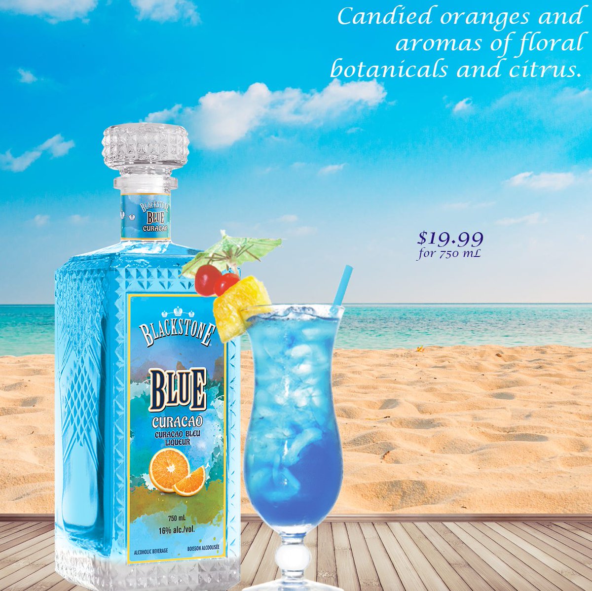 Blue Curacao is flavoured with candied oranges and aromas of floral botanicals and citrus. A light body with a spun sugar like finish. Perfect for mixed cocktails.

Available at Minhas Taprooms located in Calgary (1314 44 Ave NE) and Edmonton (4234 99 St.)