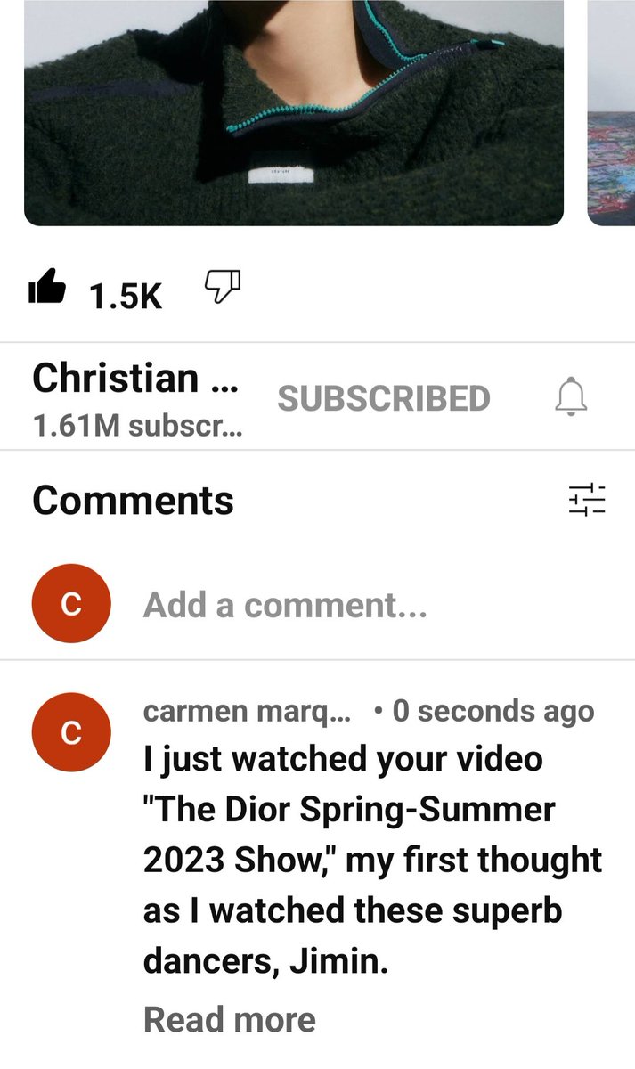 ✨️✨️✨️🔅🔅✨️✨️✨️
JIMIN LOVERS MAKE SURE TO WATCH THE VIDEO IN DIOR'S YOUTUBE CHANNEL 
THEN LEAVE NICE COMMENTS....
I GUESS I WAS THE FIRST TO LEAVE A PRE-SHOW COMMENT.
#JIMINxDIOR #DiorSummer23 
#PARKJIMIN 
DIOR GLOBAL AMBASSADOR