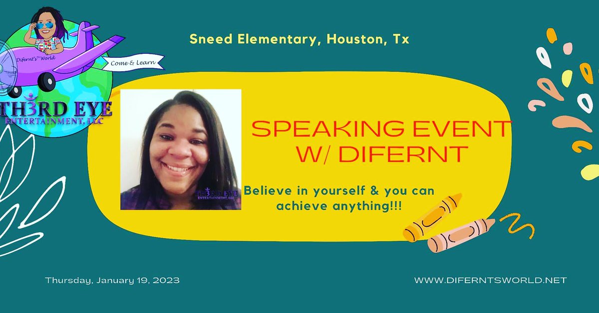 Super excited 2 b apart of something bigger than myself. My first speaking engagement this year for 2023, encouraging the kiddies of Sneed Elementary. I pray for many more to come!!!

youtu.be/Ot-aZthnDNM

Difernt's World👸🏾🌏🧘🏾‍♀️🕉
Come &amp; Learn
#MANIFEST #PLAN #PREPARE