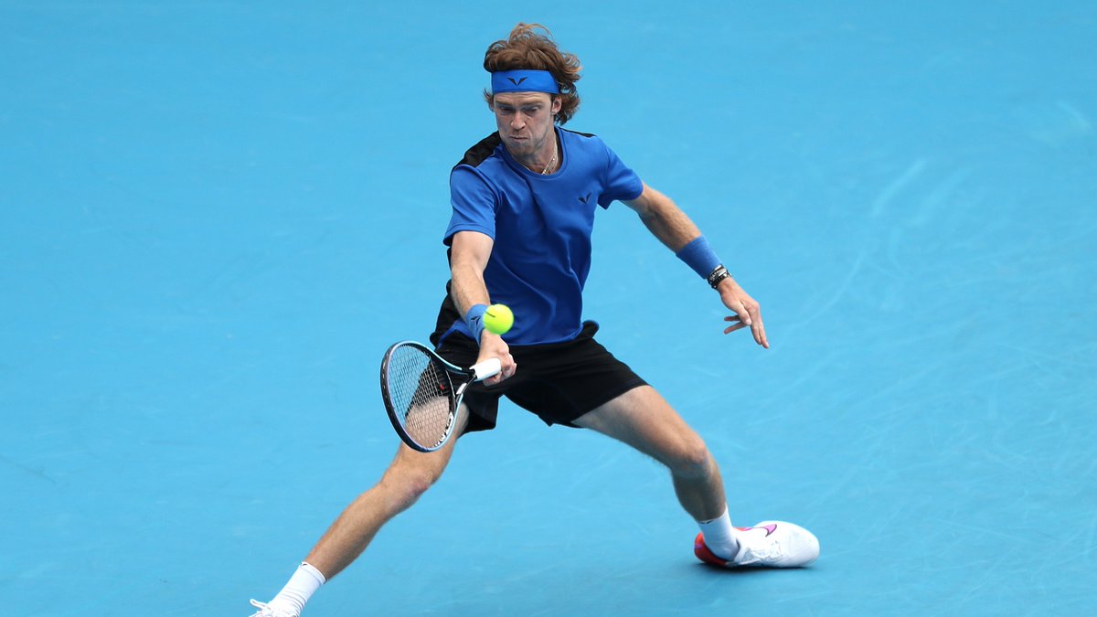 atptour's tweet photo. RUBLEV 👏

The No. 5 seed gets past Ruusuvuori 6-2 6-4 6-7(2) 6-3.

@AustralianOpen | #AusOpen | @AndreyRublev97 https://t.co/ZnTMB6SaXk