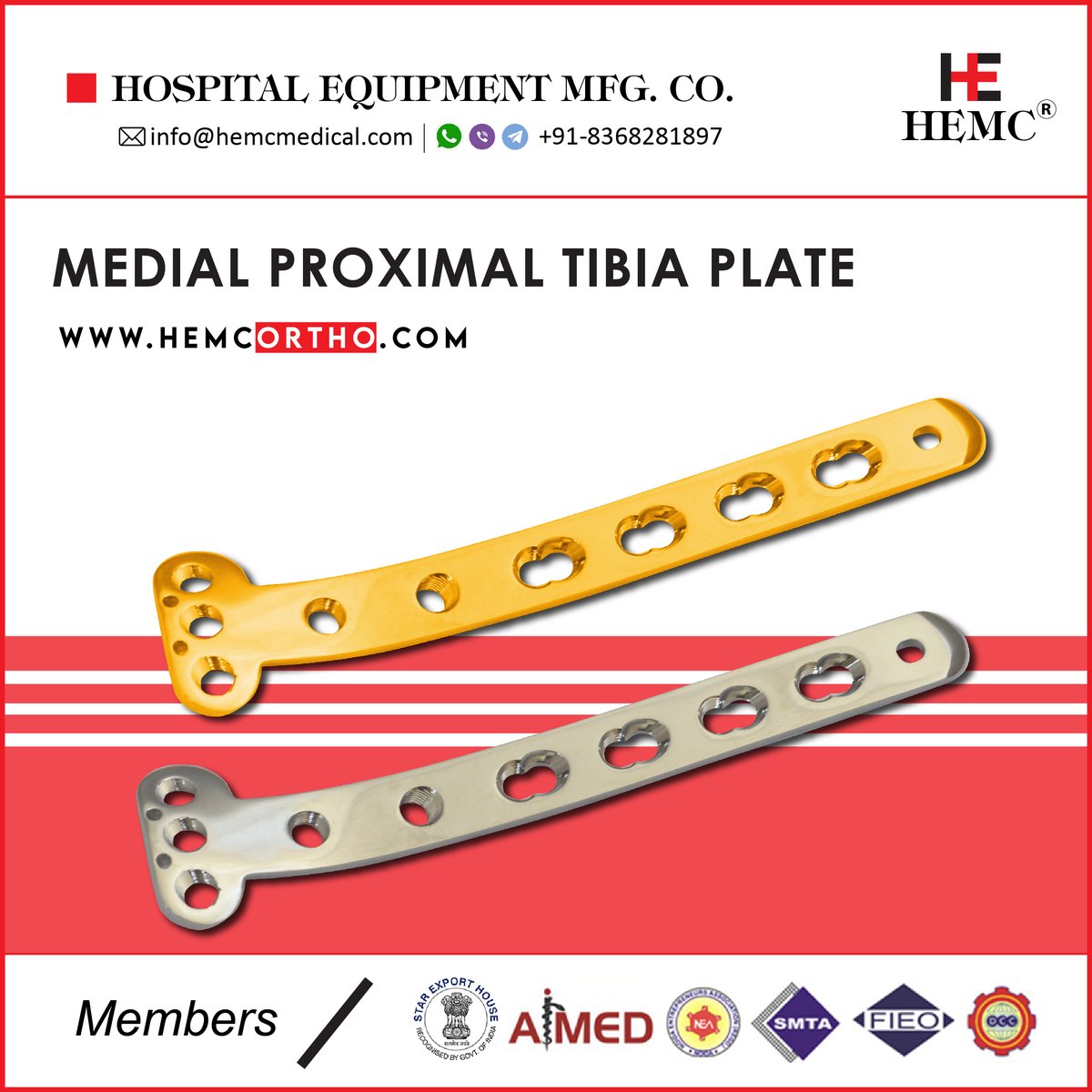HemcOrtho's tweet image. #medicalproximaltibiaplate #plate #lockingplate #elbowjoint #boneplate #boneplates #ortho
#orthodontics #orthopedics #orthotics #implantdentistry #screw #bone #implants #hospital #hemcindia #hemcmedical #india #medicalequipment #medicalequipments #manufacturer