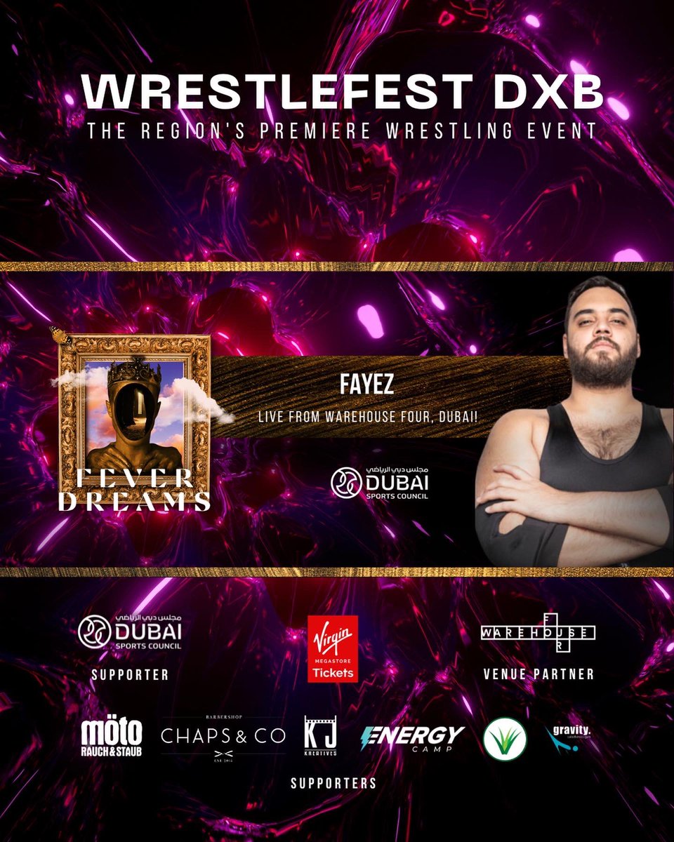 WrestleFestDXB's tweet photo. For @FayezAlEmarat’s match this Saturday, we are putting a temporary hold on the #WRESTLEFESTDXB name… 

Catch him in action at CHOPFEST DXB!

🗓: JANUARY 21 2023
⏰: 7:00PM
📍: WH4, DUBAI 🇦🇪

Tickets available at:
https://t.co/OUUeOAdy4f https://t.co/YVnqajOk16