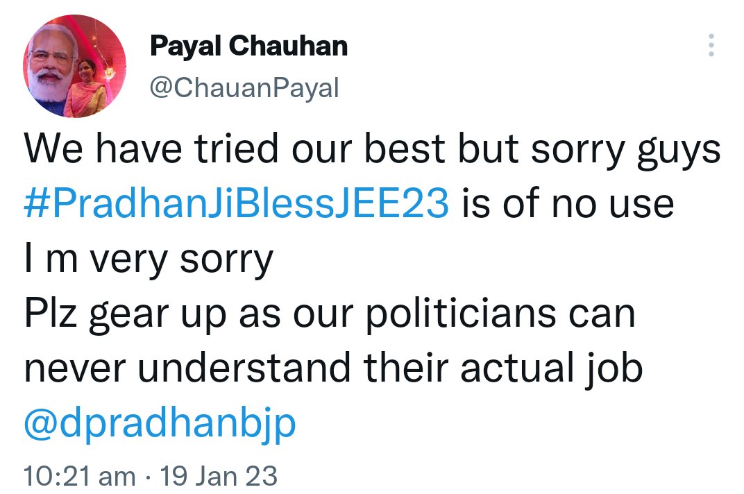 ShraffSwaraj's tweet photo. #PradhanJiBlessJEE23 
Bsdk rkh apna exam apne g**d mai. 
Mai chala terrorist bnne aur aise politician ko sabse phle marunga. Aana tu BJP vote mangne juta fekk kr marenge. Jab humari gov humari na sune to ghnta ka sarkar 🤬 https://t.co/2doqDGWJpO