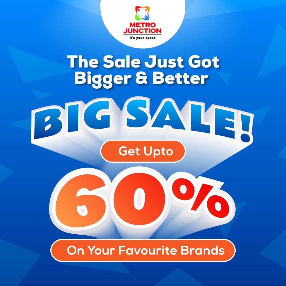 YAY The Sale Just Got Bigger & Better
Grab the best of deals of fashion, footwear, accessories and so much more 
Shop at up to 60% off at Metro Junction Mall. 
Visit now
.
#EOSS #sale #discount #offers #mall #kalyan #metrojunctionmall #thingstodoinkalyan #visitnow #family #fun