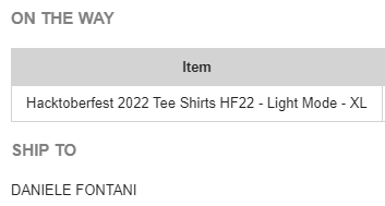 Daniele Fontani (@zeppaman) on Twitter photo My #Hacktoberfest t-shirt is on the way! Thanks to <a href="/digitalocean/">DigitalOcean</a> and all community contributors. I cannot see the time to wear it. My #Hacktoberfest t-shirt is on the way! Thanks to <a href="/digitalocean/">DigitalOcean</a> and all community contributors. I cannot see the time to wear it.