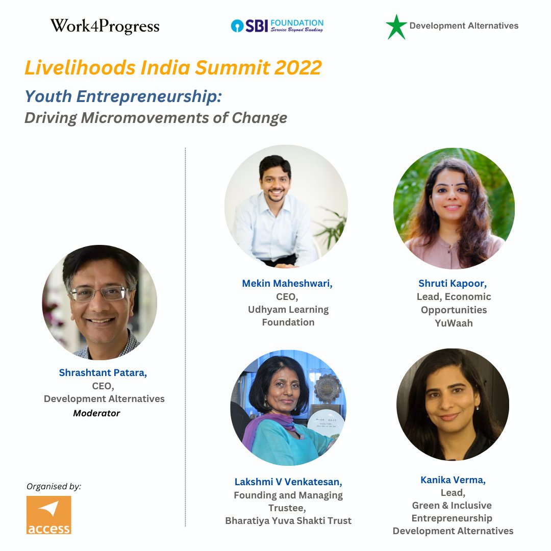 DAperspectives's tweet photo. We are excited for the session on “Youth Entrepreneurship: Driving Micromovements of Change” at the Livelihoods India Summit 2022

Tag someone that you think would like to attend this event!

To register: https://t.co/oDVFhCVDmv

#LivelihoodsIndiaSummit2022 #yuvaKansha https://t.co/5YMUFN9oJo