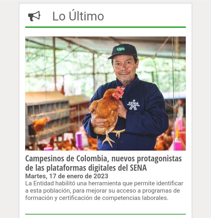 LuisA_JimenezC's tweet photo. 🤠🎯 @SENAComunica habilitó una herramienta que permite identificar a la población campesina, para prestar atención más especializada y para que ellos, con base en sus necesidades y expectativas, puedan acceder a cursos permanentes, gratuitos y virtuales.
https://t.co/2CIt64Vu3t https://t.co/b2gJjOqC74
