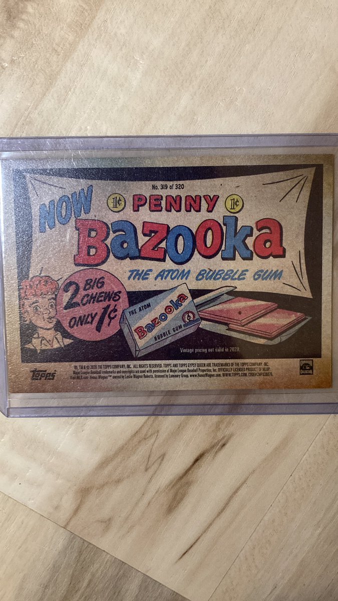 TheRealMaxFlynn's tweet photo. @LAcarddude 2020 Gypsy Queen Honus Wagner, Bazooka Back SSP https://t.co/YmnePjZu5C