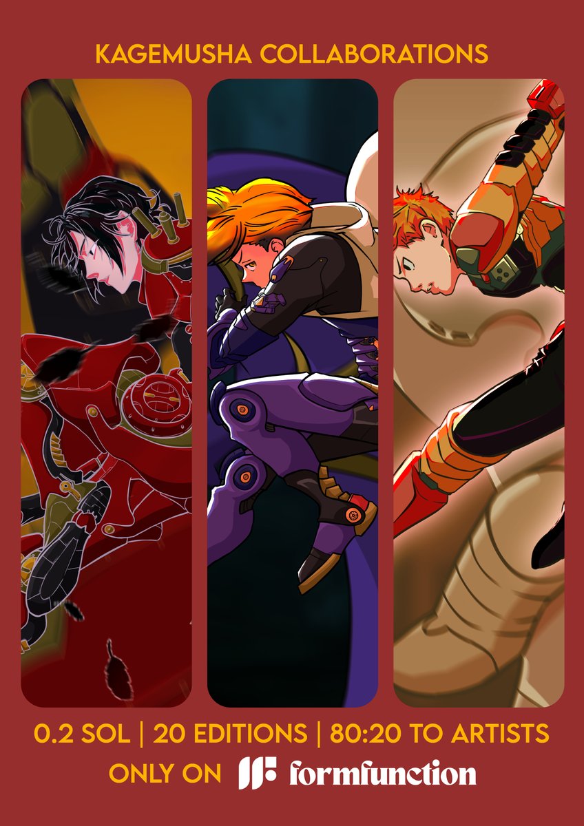 GM everyone! I am now announcing Kagemusha Collaborations up to 100 artists on <a href="/formfunction/">Formfunction</a> with 80% revenue goes towards the artists! Are you interested?

#KagemushaCollab
