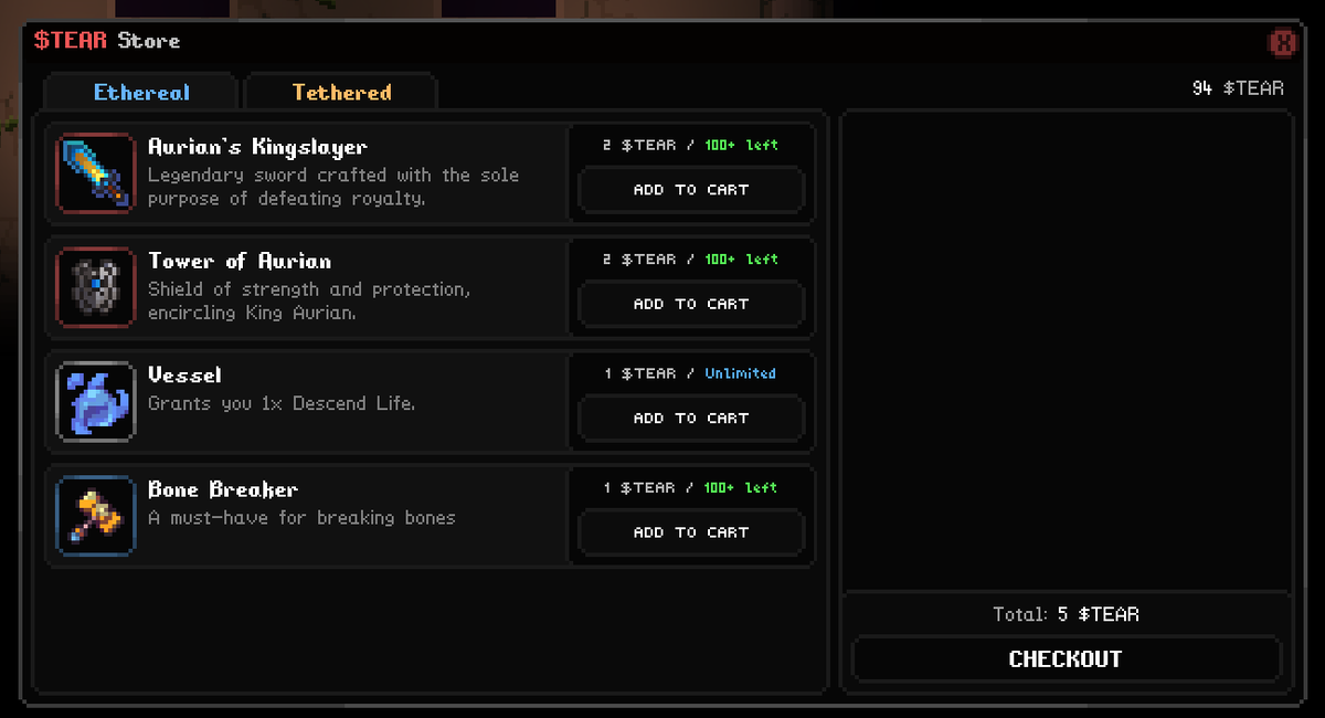 descend.gg (@descendgg) on Twitter photo Each <a href="/descendgg/">descend.gg</a> playthrough costs 1 $TEAR.
A dungeon pass grants free entry, but will only get you so far...
Skills and better items are necessary to advance. Some of these items will be available through the $TEAR item shop.
Read below on how you can earn FREE $TEAR!👇 Each <a href="/descendgg/">descend.gg</a> playthrough costs 1 $TEAR.
A dungeon pass grants free entry, but will only get you so far...
Skills and better items are necessary to advance. Some of these items will be available through the $TEAR item shop.
Read below on how you can earn FREE $TEAR!👇