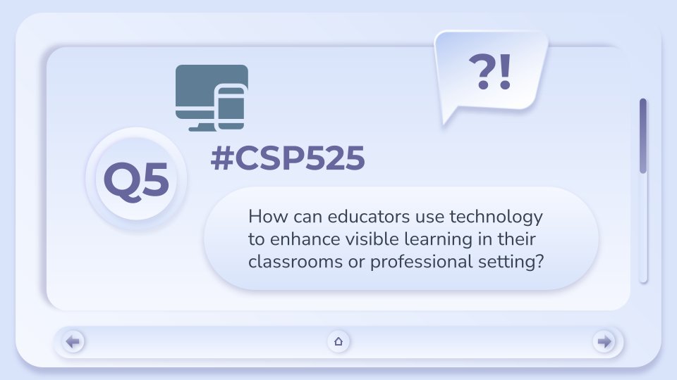 cspedtechbear's tweet image. Q5 - For real (image &amp;amp; text)
How can educators use technology to enhance visible learning in their classrooms or professional setting?