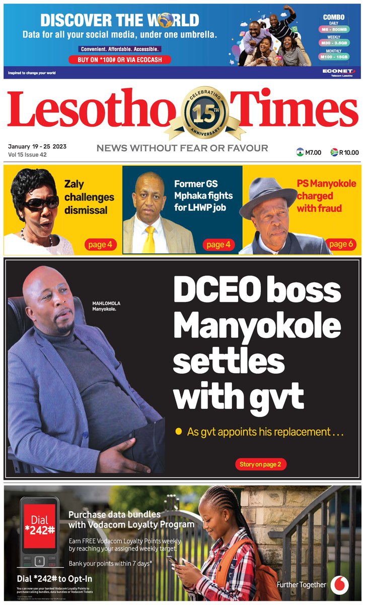 Lesotho Times on Twitter "Your LesothoTimes frontpage. Grab your copy
