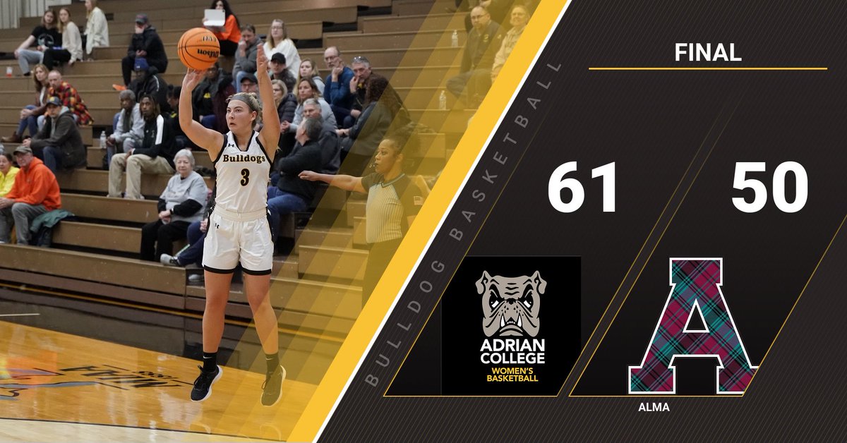 AdrianBulldogs's tweet photo. Jordan Phillips qualified for the Adrian College women's basketball all-time 3 point % list and Ashlyn Weatherly scored a career high 19 points as @acwb_basketball defeated Alma 61-50 Wednesday evening. 

📰 -- https://t.co/czJXsBwzGe

#GDTBAB #d3hoops https://t.co/A1jKa2lp74