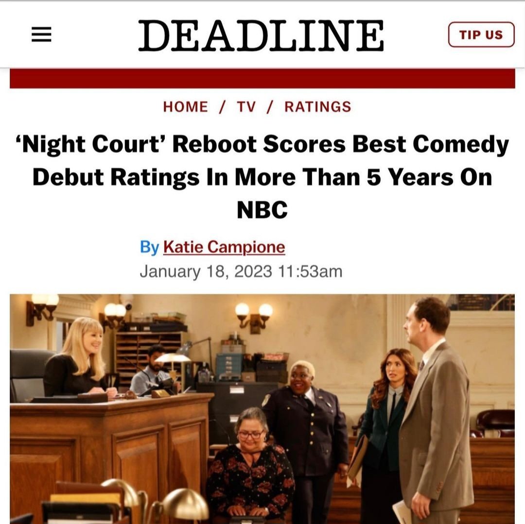 thegreatlukeski's tweet photo. COURT IS BACK IN SESSION, BABYYY!!! #NightCourt #NBC Watch the first 2 episodes on #Peacock now!!! #DanFielding @johnlarroquette @melissarauch @indiadebeaufort @just_lacretta @KapilTalwalkar #MustSeeTV #bestsitcomever @Billsindelar https://t.co/SRJp74tkOb